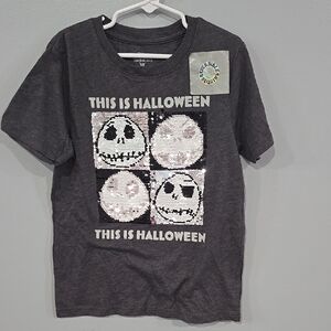Disney Gray Halloween Graphic Short Sleeve Tee